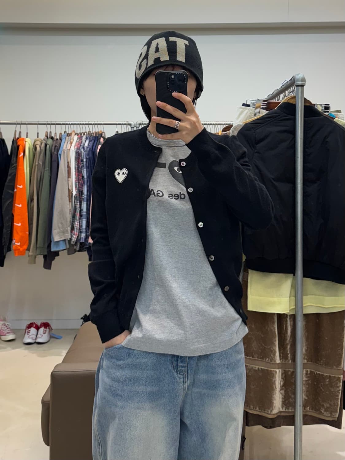 꼼데가르송 화이트 하트 울 가디건  상품이미지4