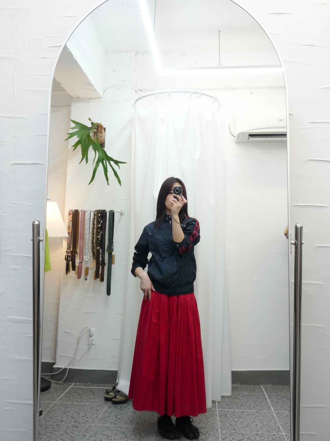 Red pleats skirt 상품이미지4