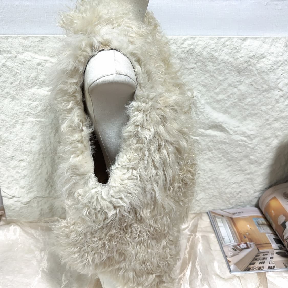 빈티지 베이지 양털 토스카나 양가죽 조끼 베스트 상품이미지2