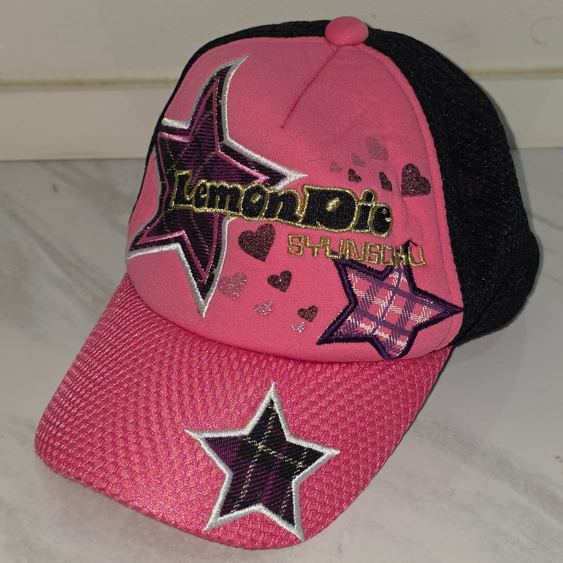 일본빈티지) y2k 2000s90s 핑크스타 로맨틱 락시크 볼캡모자 상품이미지1