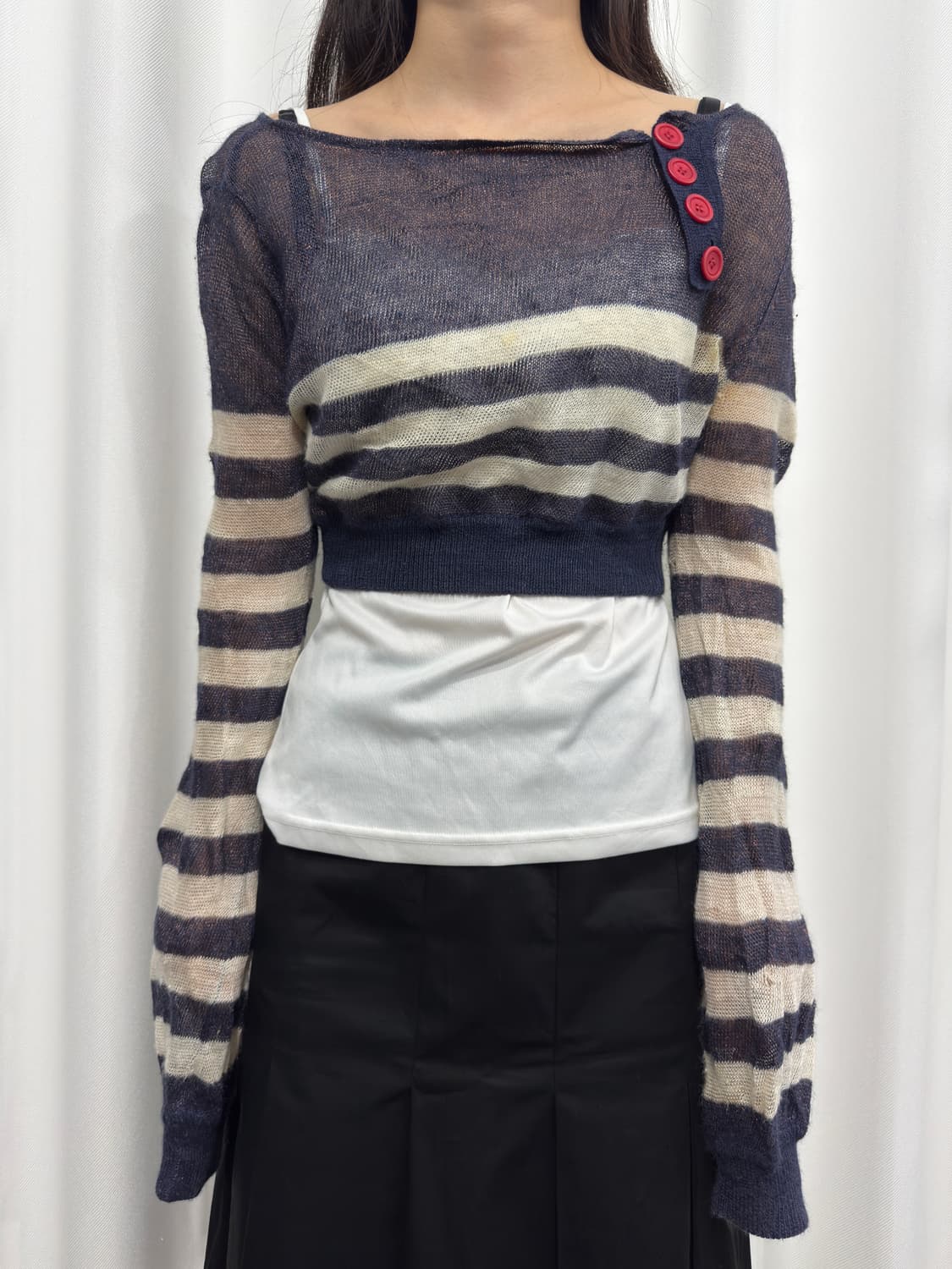 mng stripe crop knit top 상품이미지1