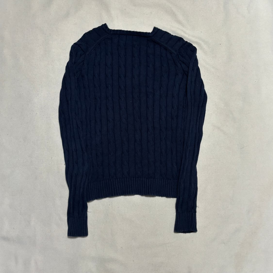 S 폴로랄프로렌 화이트 포니 여성용 네이비 케이블 니트 상품이미지3