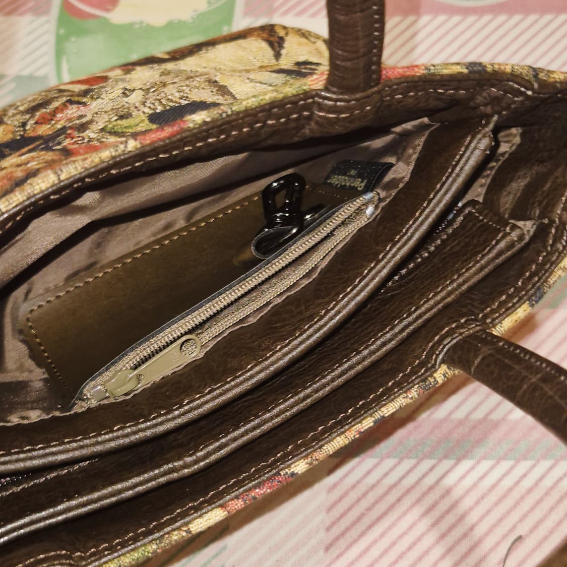 90s 야마토야 엔틱 고블랭 레더 고양이 핸드백 상품이미지10