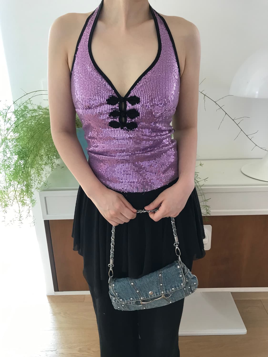 vintage spangles halter neck sleeveless 상품이미지3