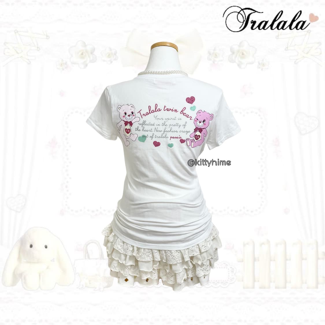 Tralala 트랄라라 헤이세이걀 러블리 베어 딱붙탑 조지후쿠 갸루 히메 상품이미지2