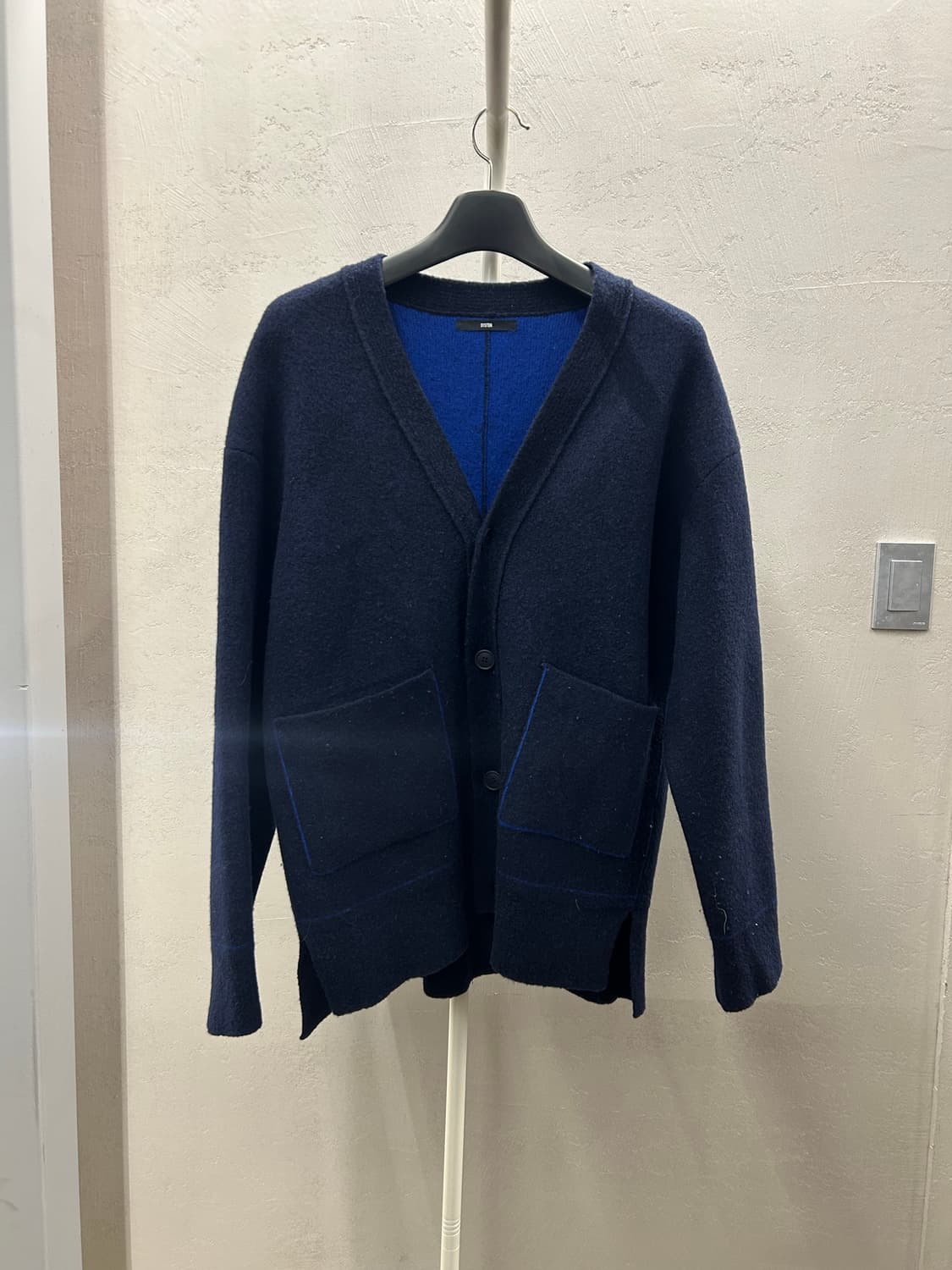SYSTEM 옴므 네이비 블루 배색 가디건 상품이미지2