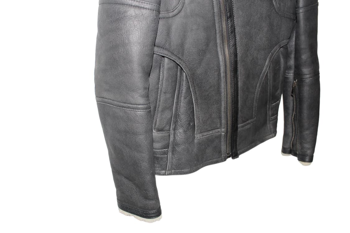 SYSTEM HOMME 하이넥 램스킨 시어링 후드 레더 자켓 상품이미지2