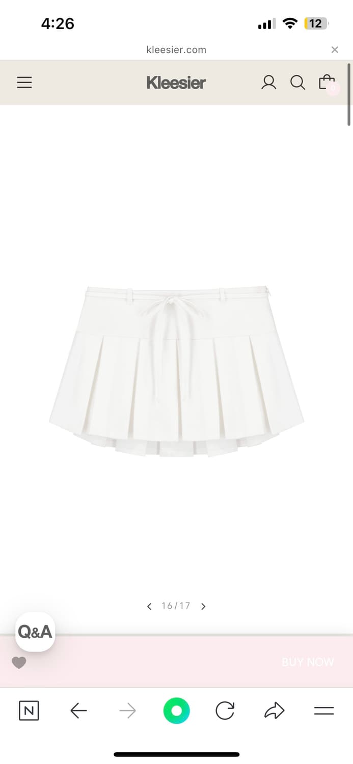 클리시어Hugging ribbon pleated skirt M White 상품이미지1