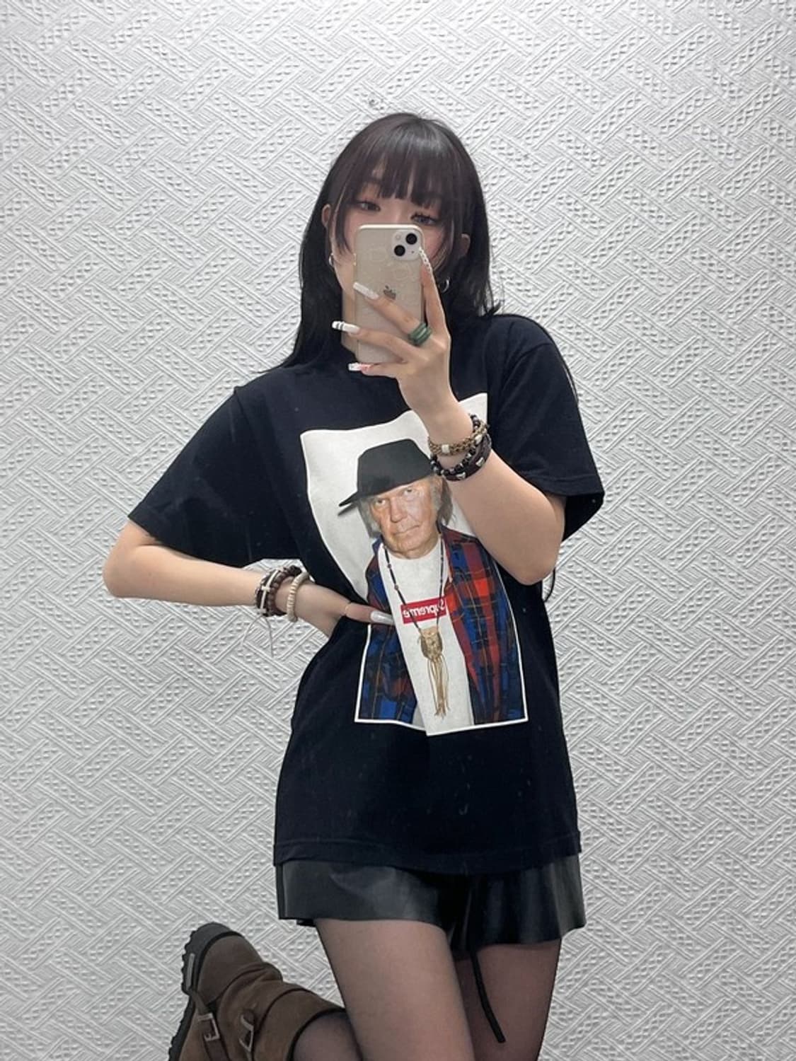 슈프림X닐영 올드스쿨 레트로 펑크 프린팅 반팔티 M C11000 상품이미지1