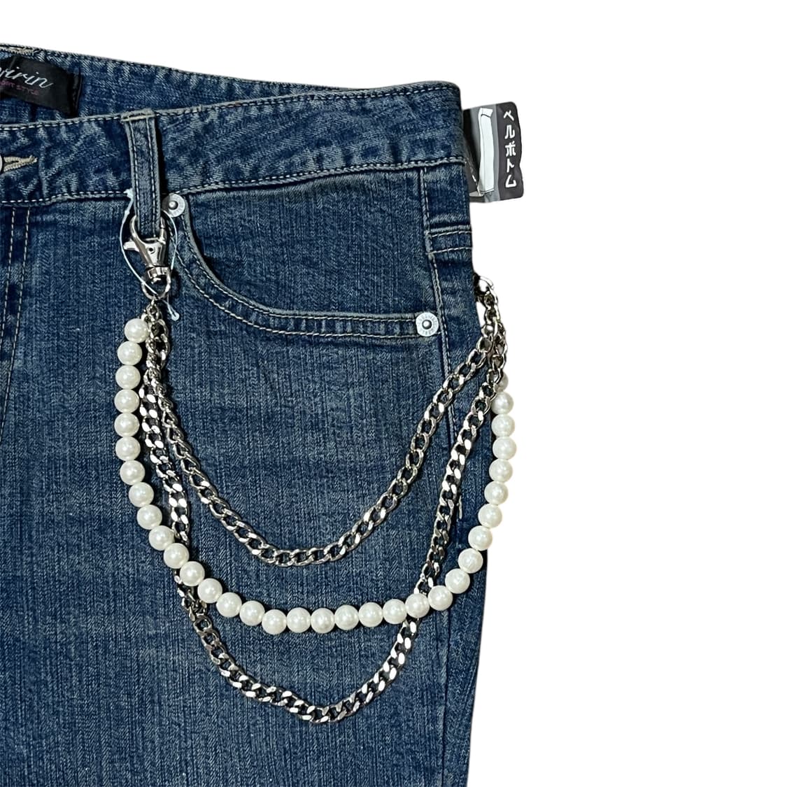 [Oririn] Y2K Pearl Chained Bell Bottom 상품이미지3