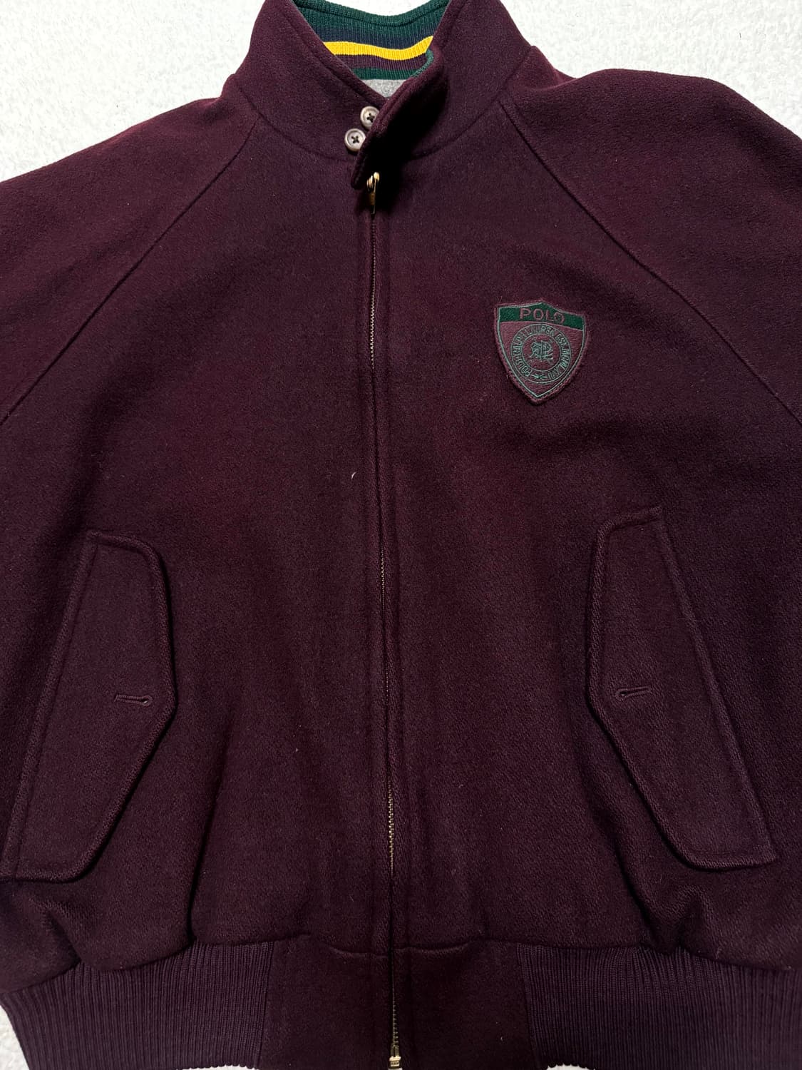폴로 랄프로렌 90’s RL 쉴드 패치 버건디 바라쿠타 울 자켓 L 상품이미지3