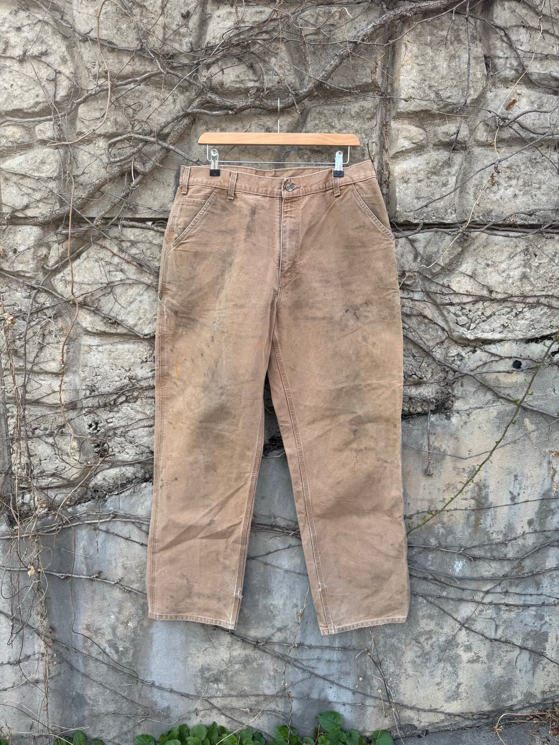 칼하트 빈티지 b11 brn 하드페이딩 카펜터 싱글니 워크 팬츠 상품이미지1