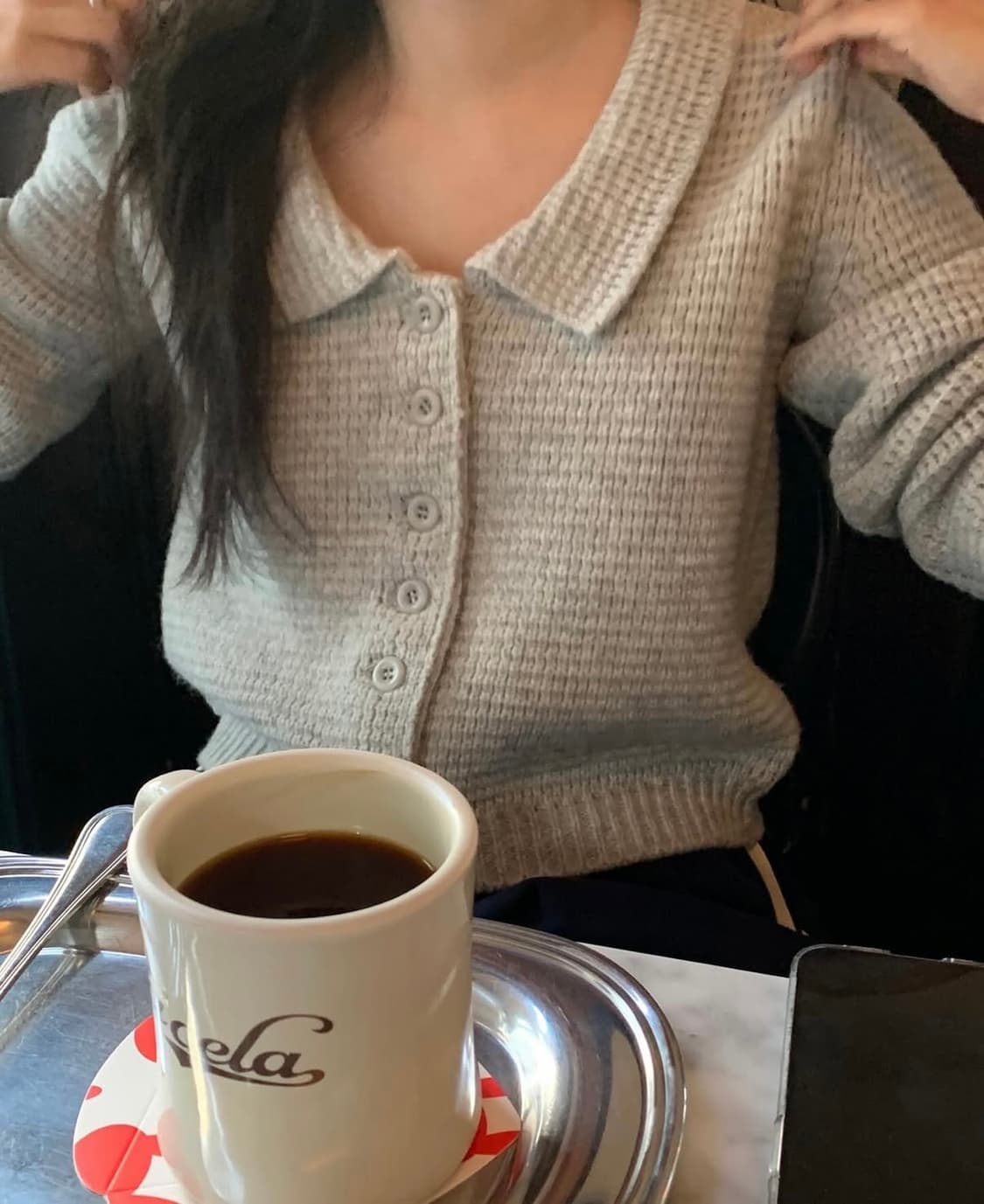 (새상품/택O) 바이무드 더히어 스코틀랜드 울 가디건 그레이 상품이미지2