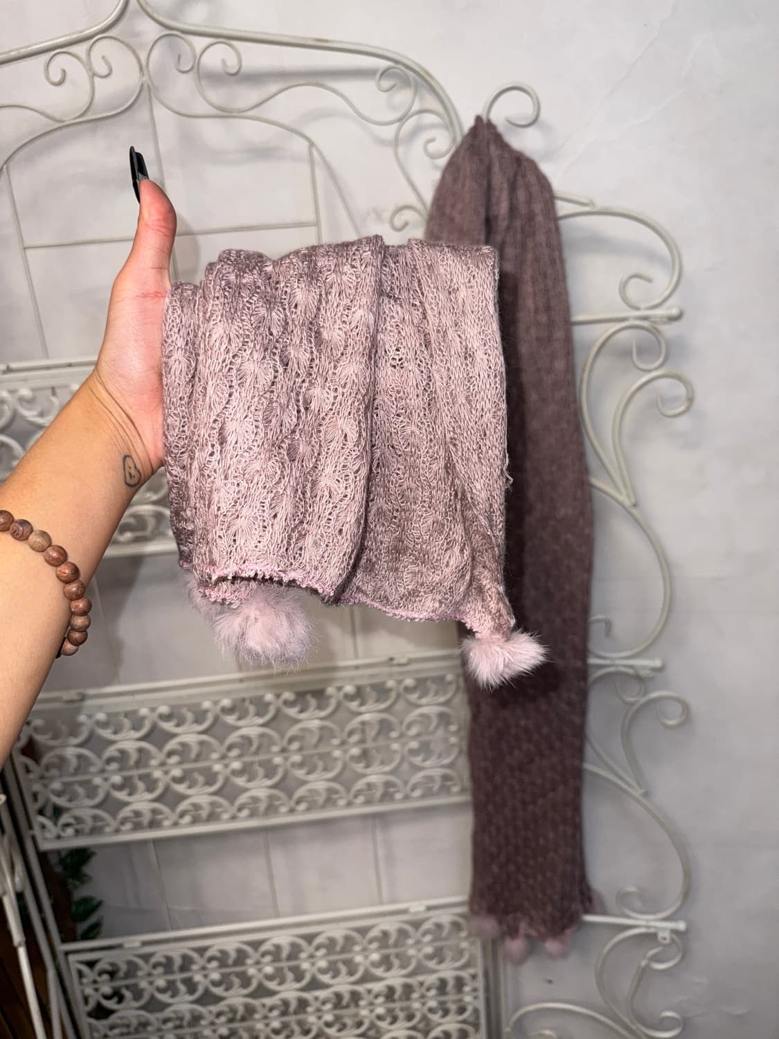Lavender fur ball knit muffler 상품이미지5