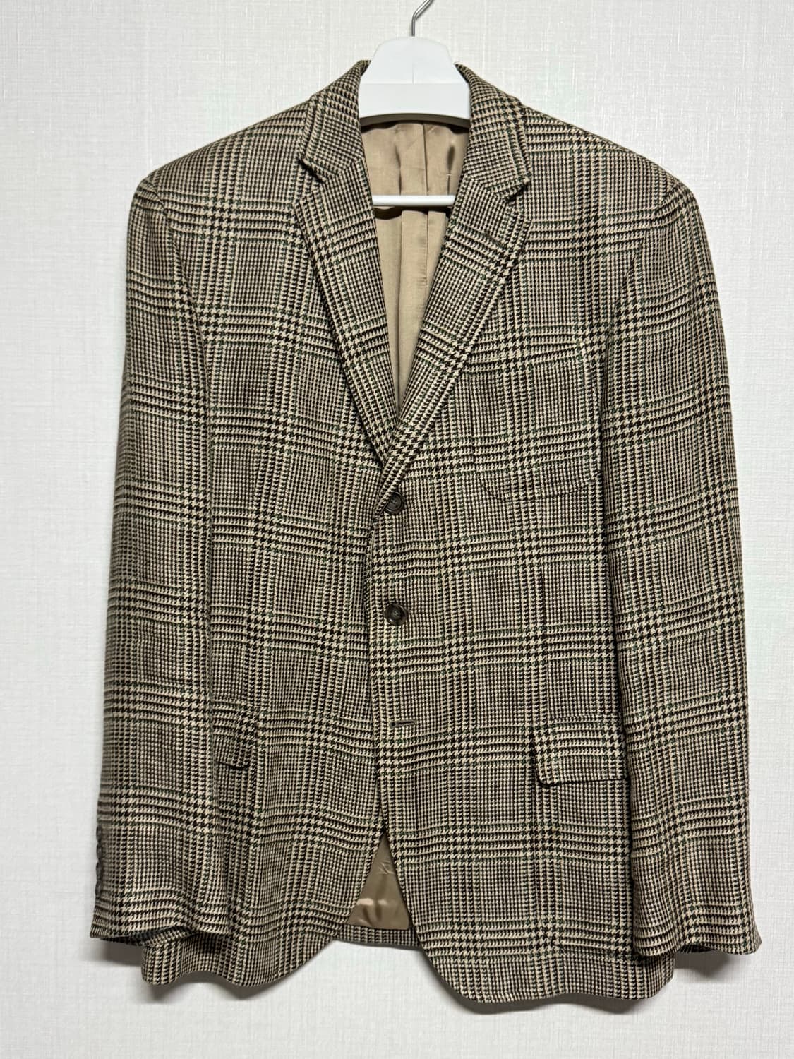 폴로 랄프로렌 럭비 라인 3버튼 체크 린넨 자켓 42R 105 상품이미지1