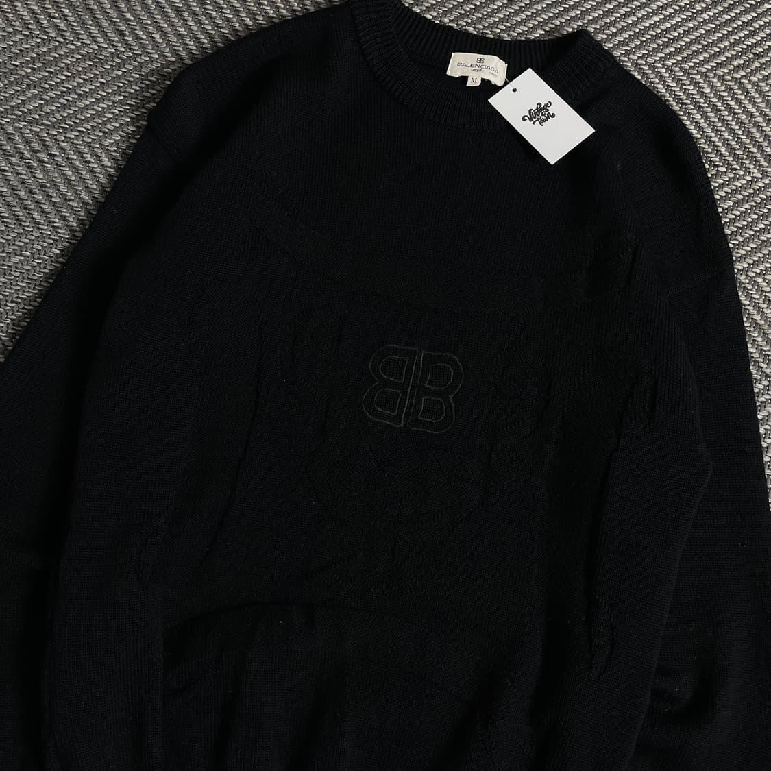 90s 발렌시아가 아카이브 빅로고 니트 블랙y 3629 상품이미지1