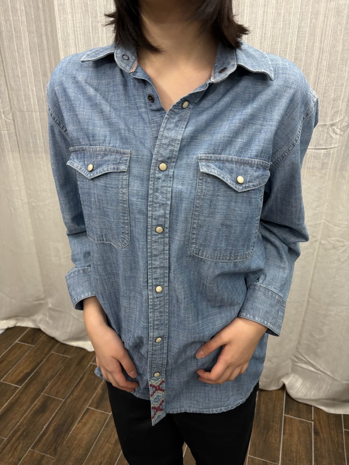 자라 자수 웨스턴 데님 셔츠 상품이미지1