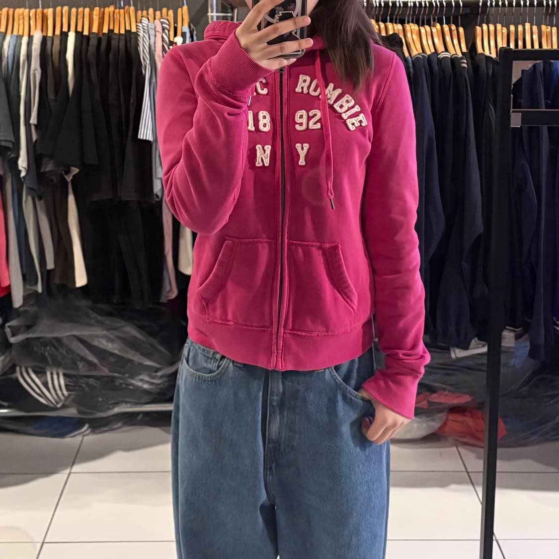 아베크롬비 핫핑크 후드집업 상품이미지1