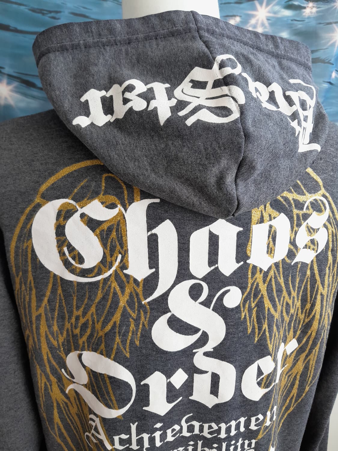 와투케 펑크 레터링 프린트 후드 집업 상품이미지6