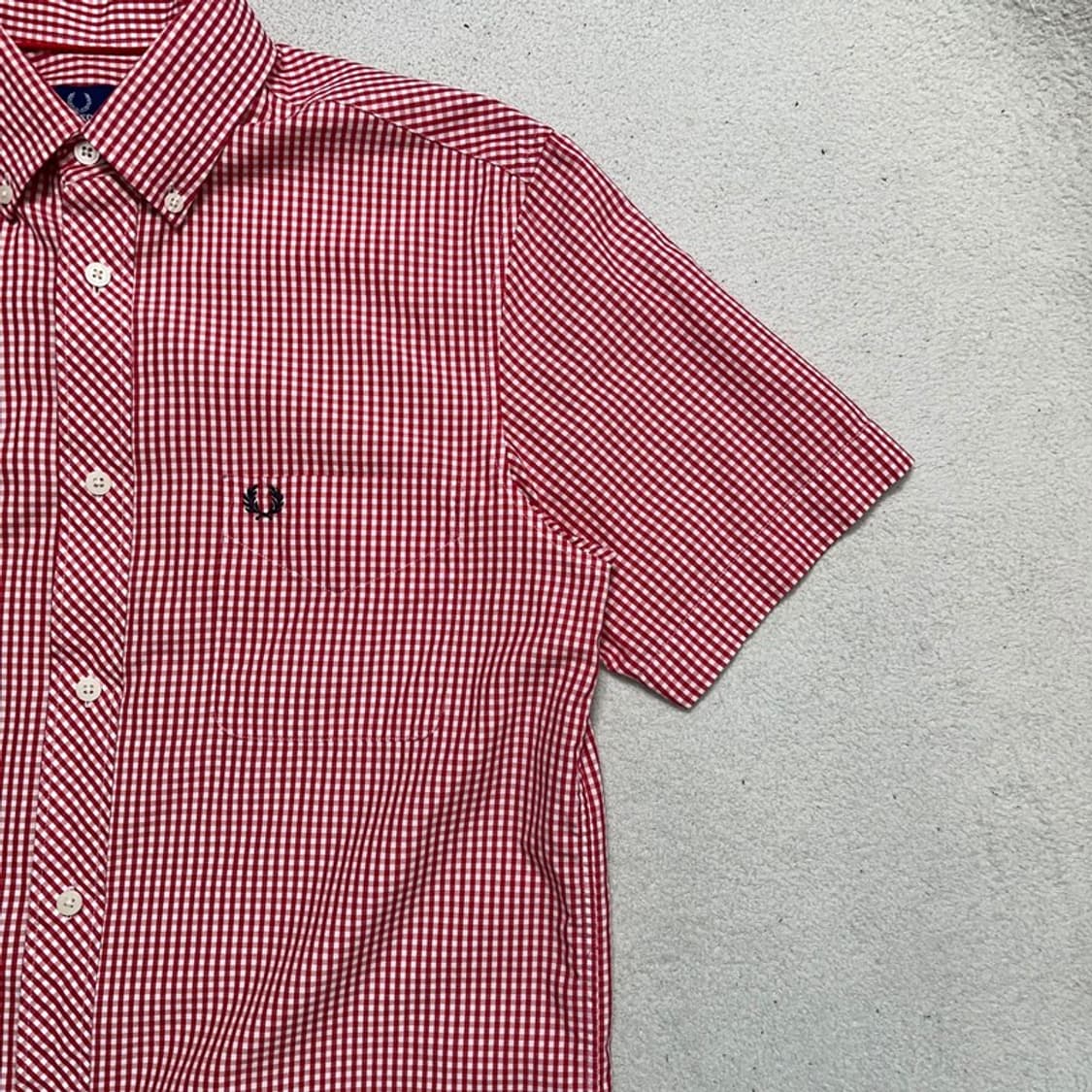 FRED PERRY 깅엄 반팔 셔츠 S 상품이미지3