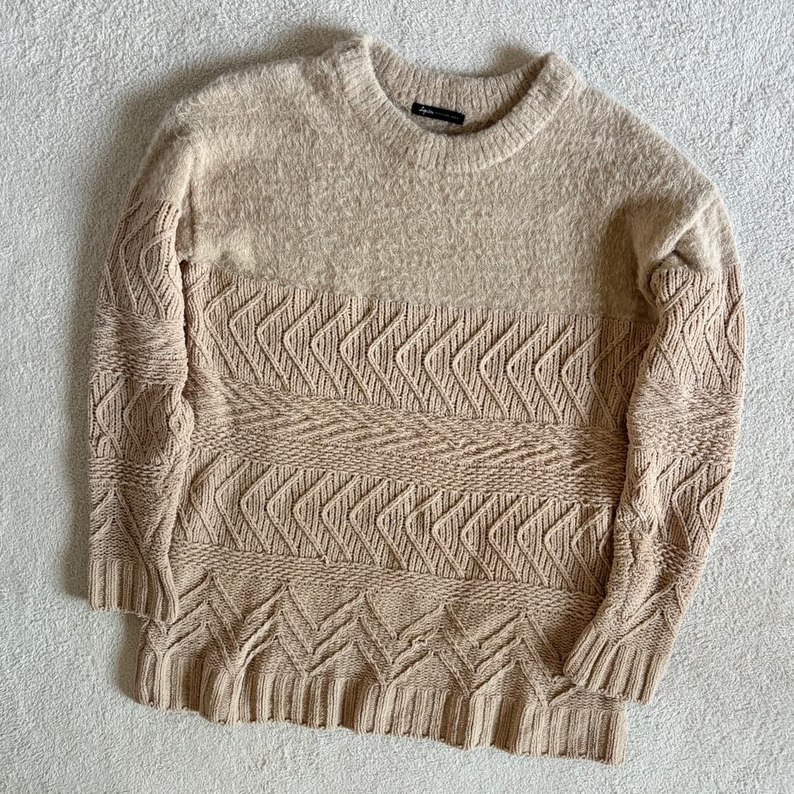 일본빈티지 베이지 꼬임 니트 상품이미지1