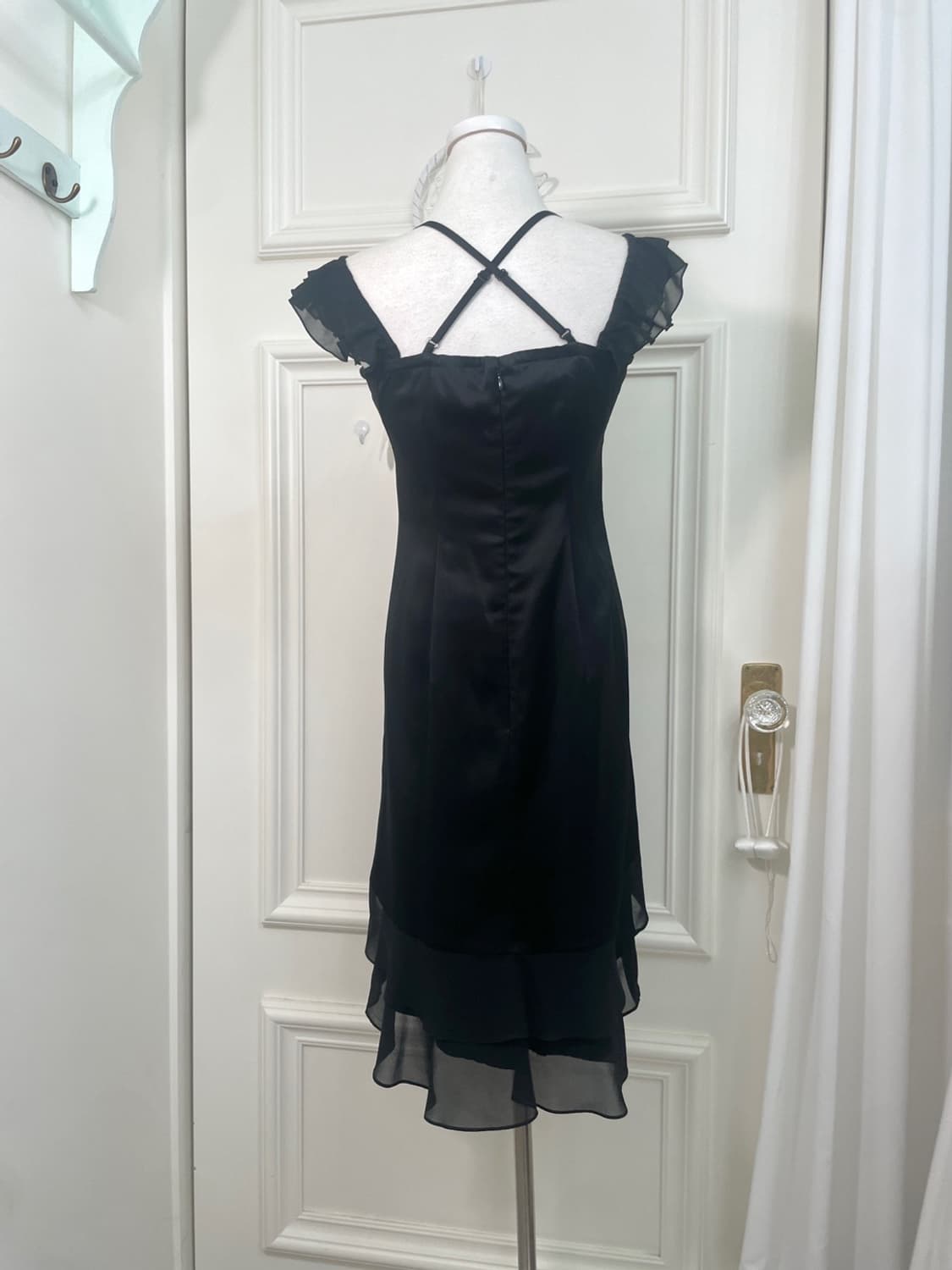 black satin ruffle shirring fairy opc 상품이미지3