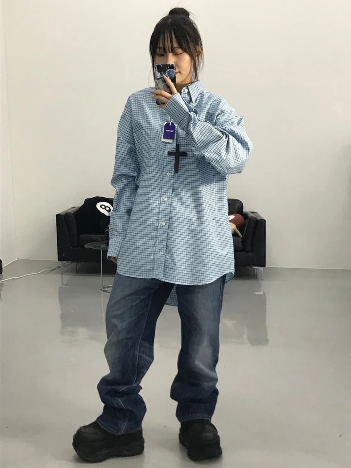 챕스 블루 체크셔츠 상품이미지1