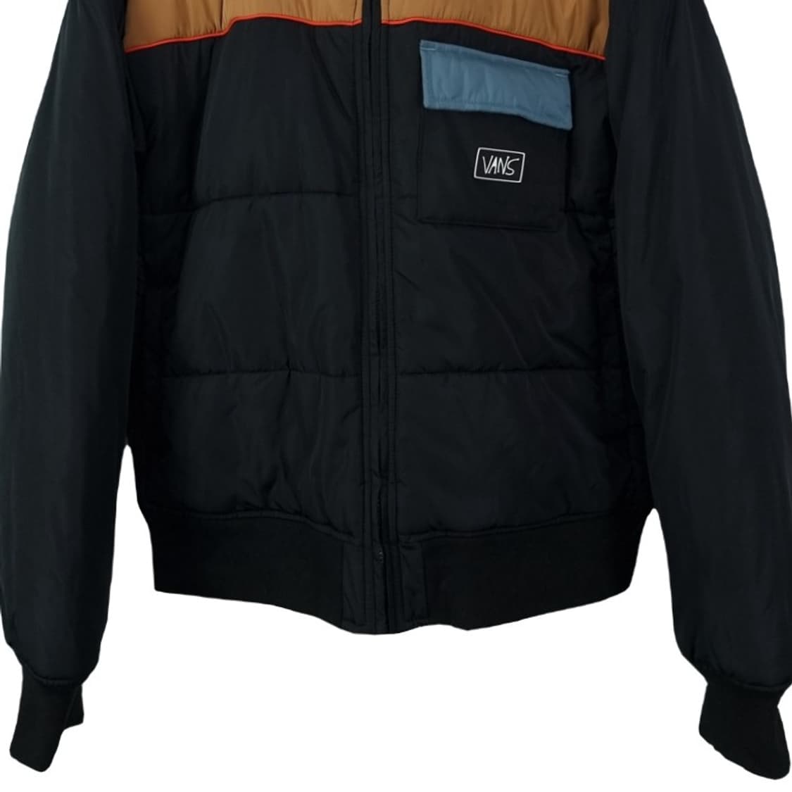 [반스] 컬러 배색 후드 봄버 패딩 자켓 블랙 M18729 상품이미지5