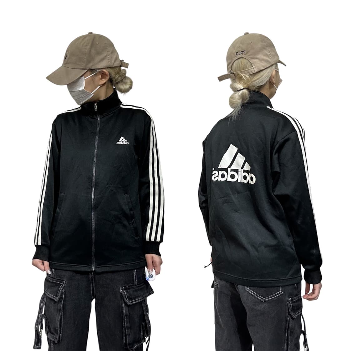 90s 아디다스 블랙 화이트 삼선 빅 로고 오버핏 트랙탑 져지 상품이미지1