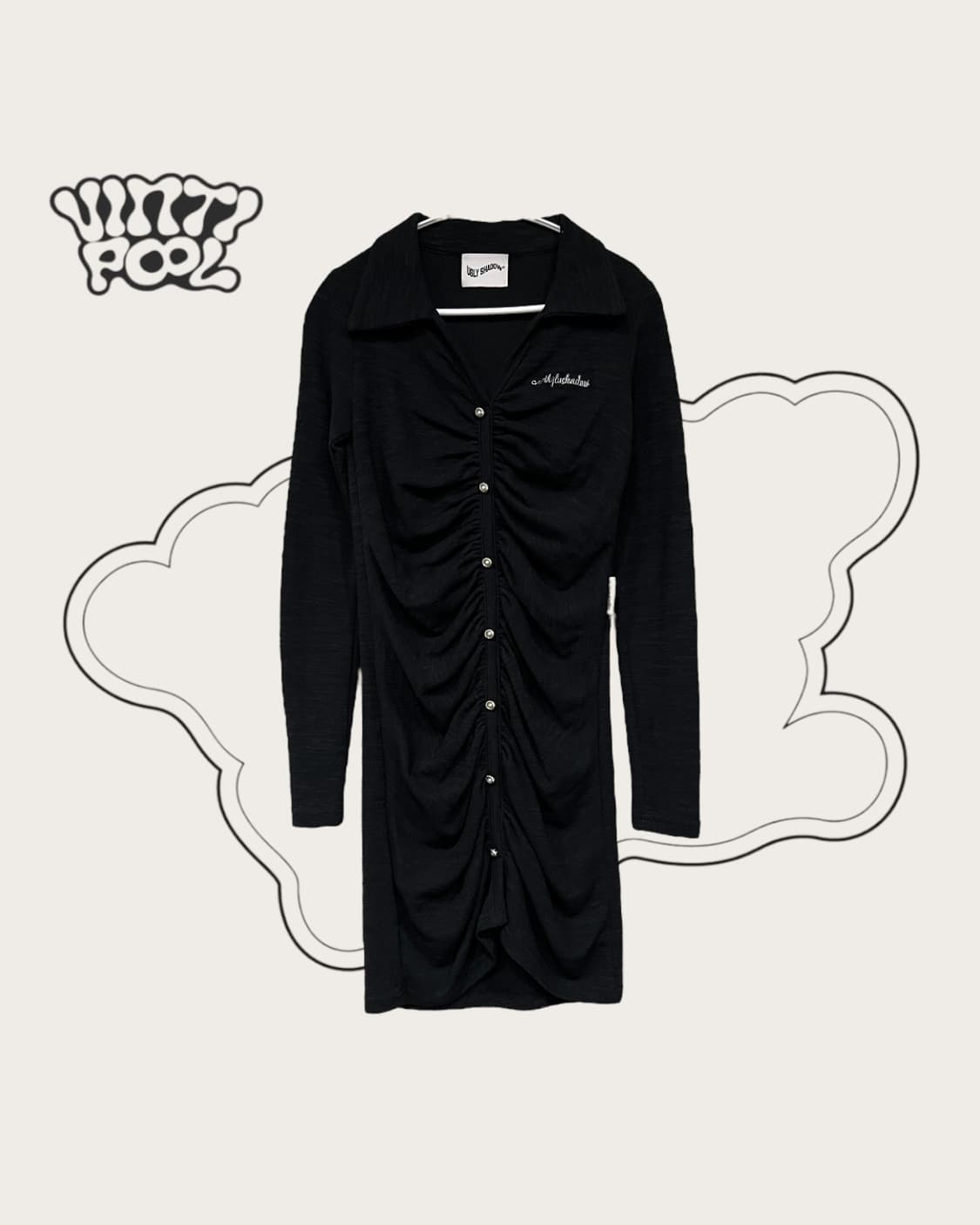 어글리쉐도우 서지수 원피스 셔링 미니원피스 F 블랙 상품이미지2