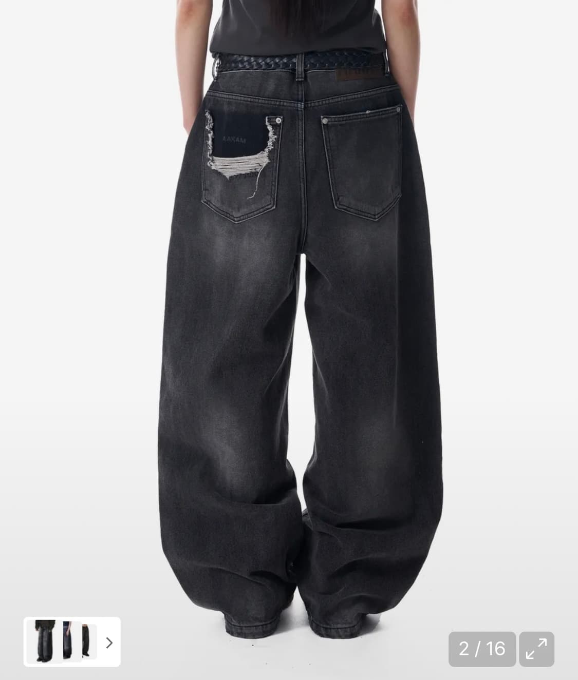 아캄 Distressed Pocket Denim Pants (Black) 상품이미지1
