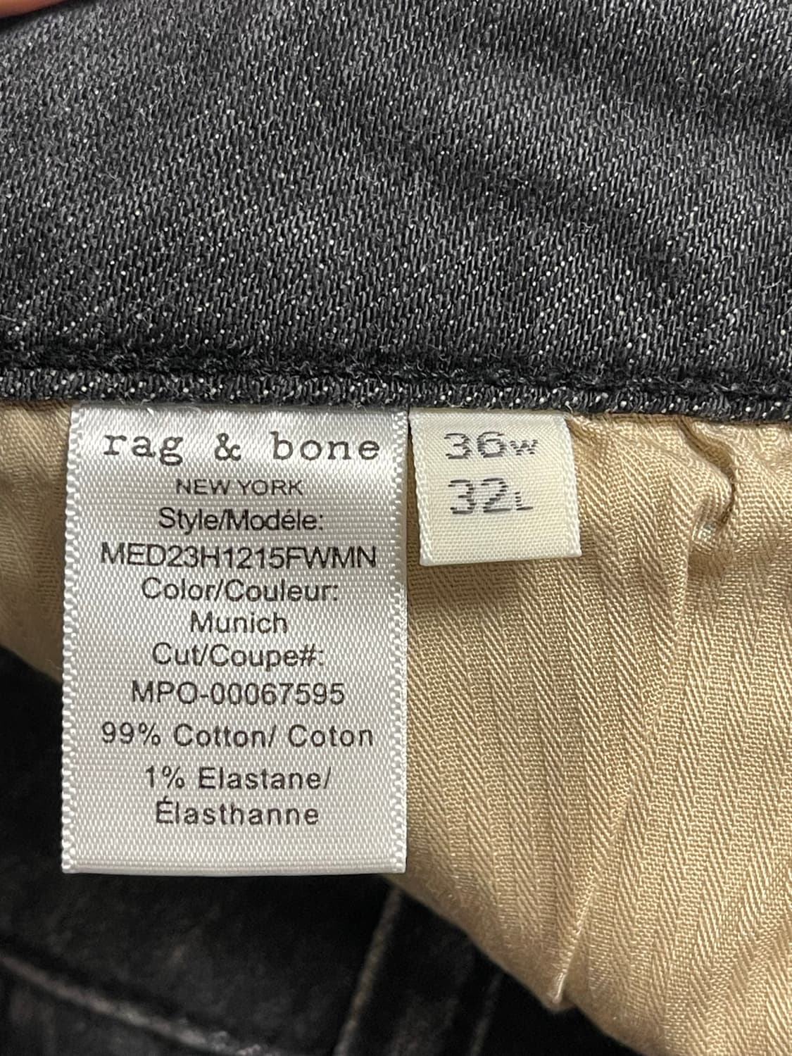 랙앤본(rag&bone)데님 팬츠 MUNICH Black W36 /L32 상품이미지8