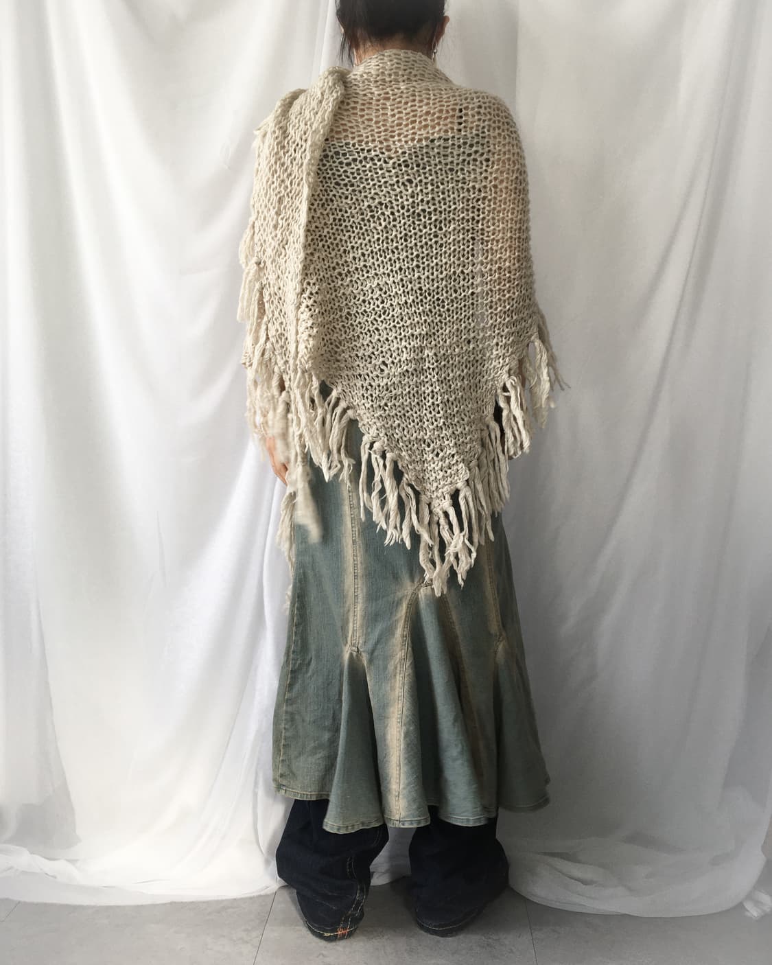 Fringe net woolen cape 상품이미지7