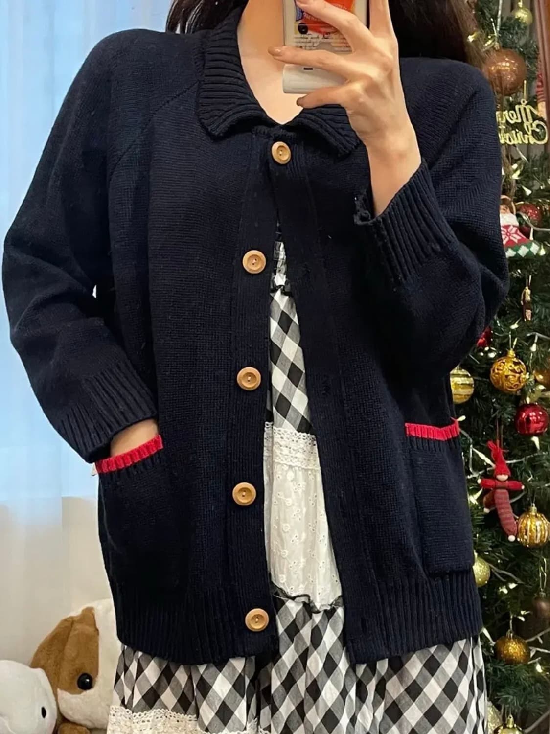 Peanuts 스누피 네이비 니트 가디건 상품이미지1