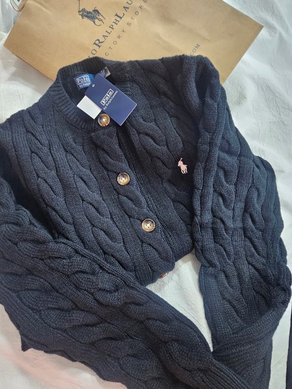 폴로 여성용 울 케이블 가디건 새상품 (M,L사이즈) 상품이미지4