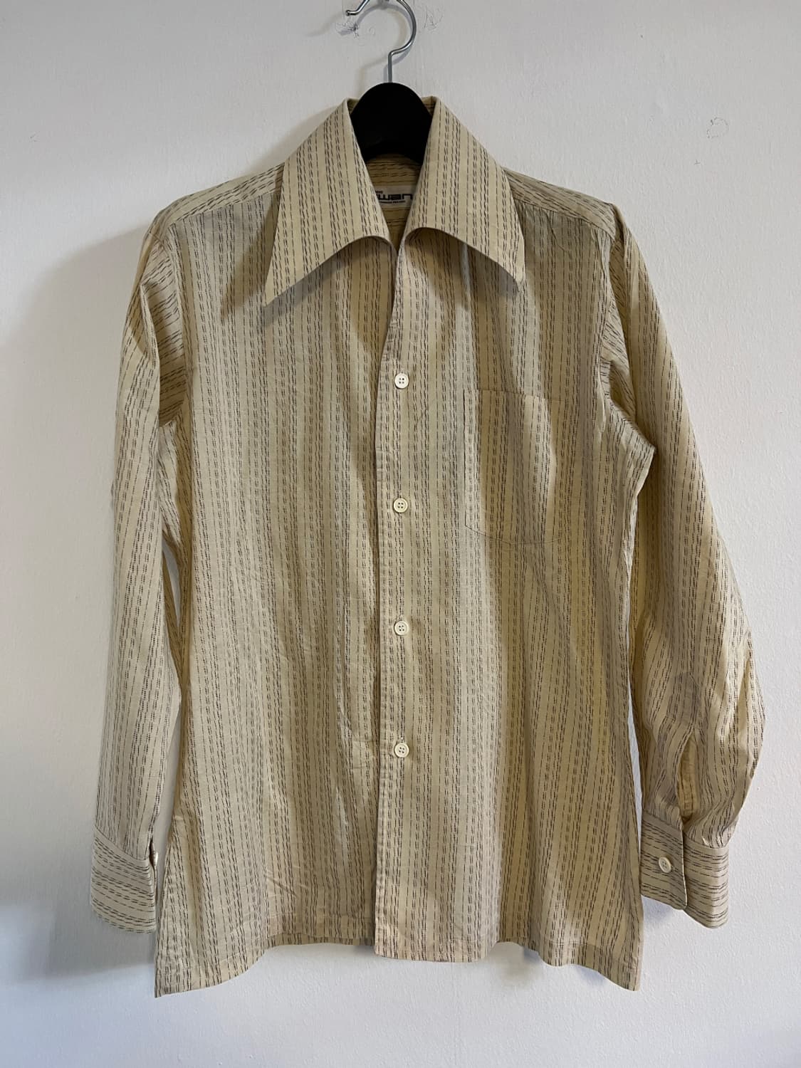  빈티지 JPN AMAKI Swan 베이지 스트라이프 셔츠 OS 상품이미지1