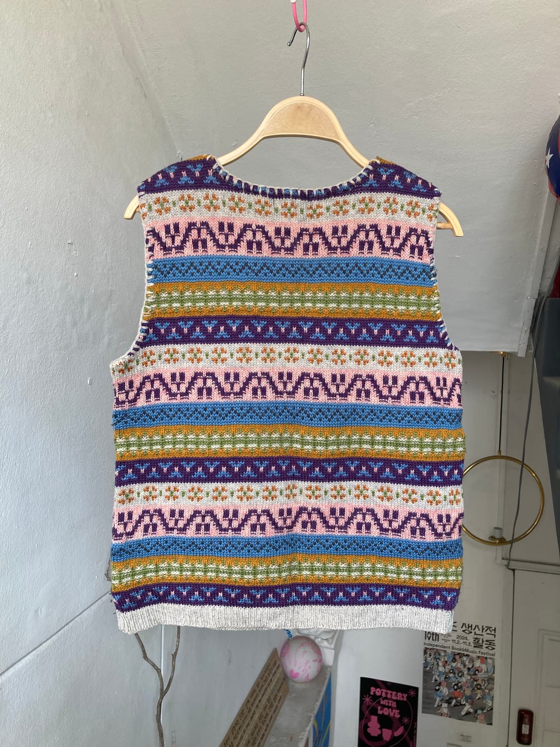 울 100% 에스닉 니트탑 상품이미지6