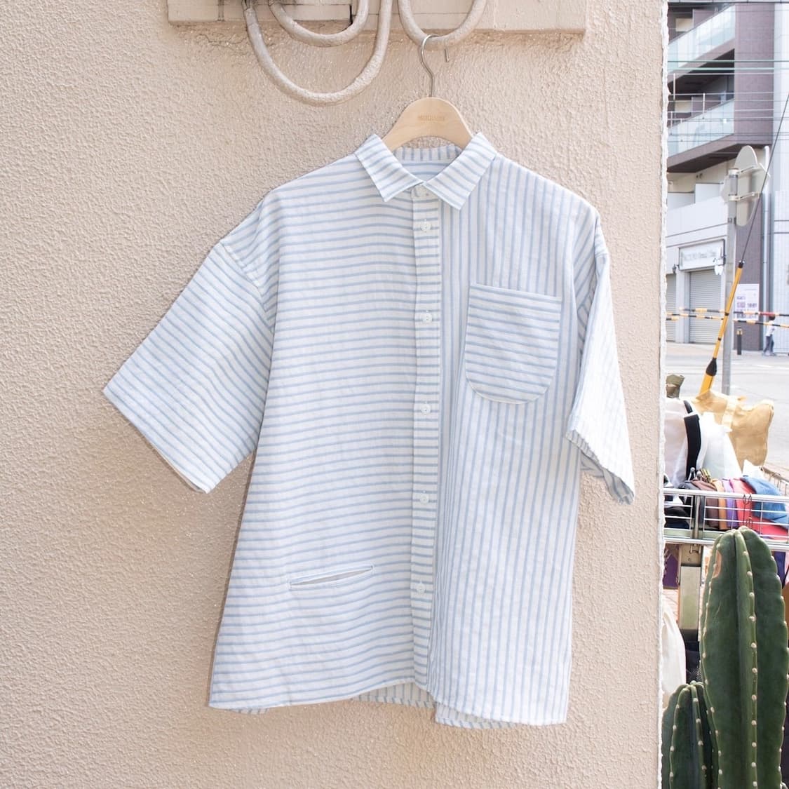 [m] 노롤 noroll NORMAL S/S SHIRT 블루 스트라이프 상품이미지1