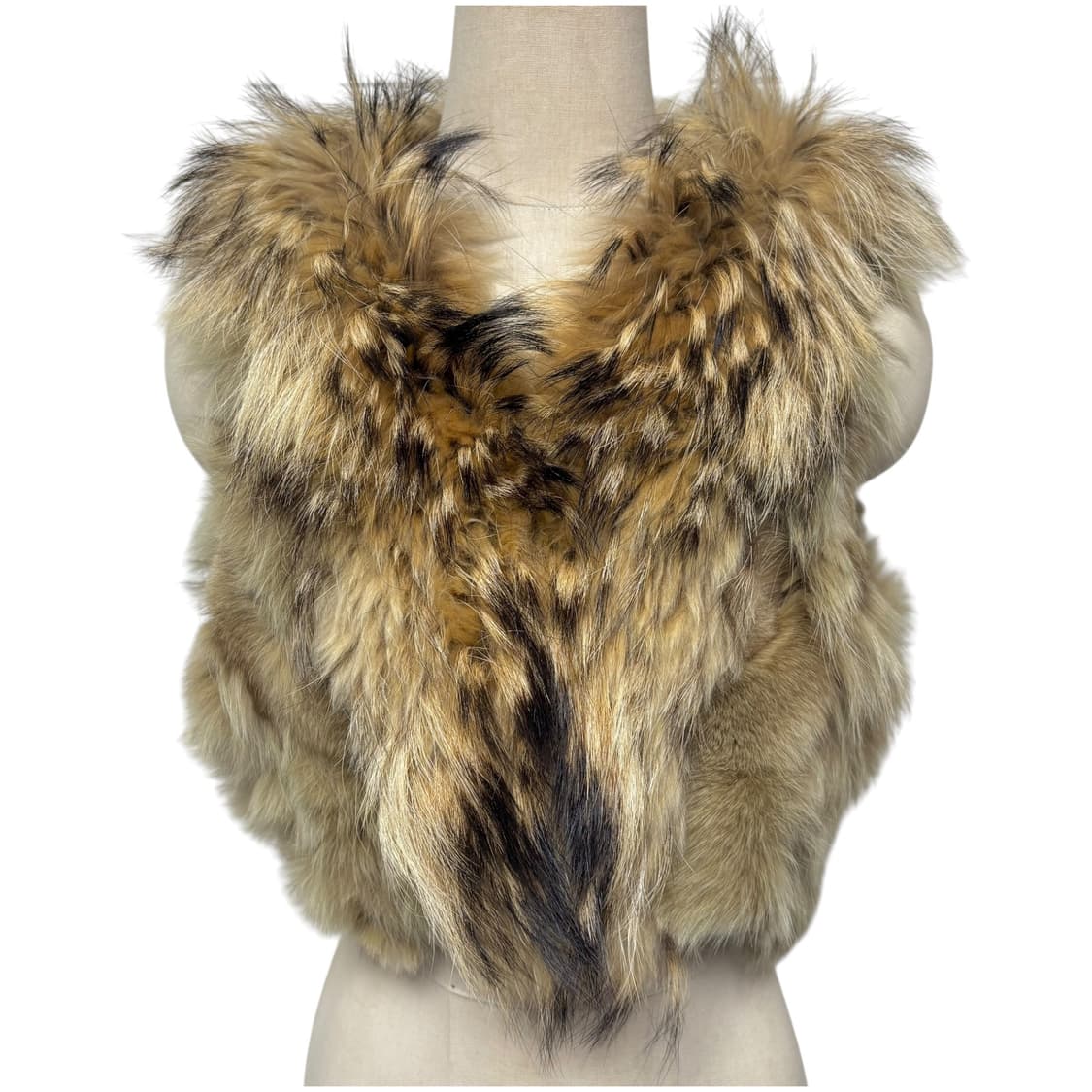 3689 브라운 토끼털 크롭 퍼조끼 상품이미지2