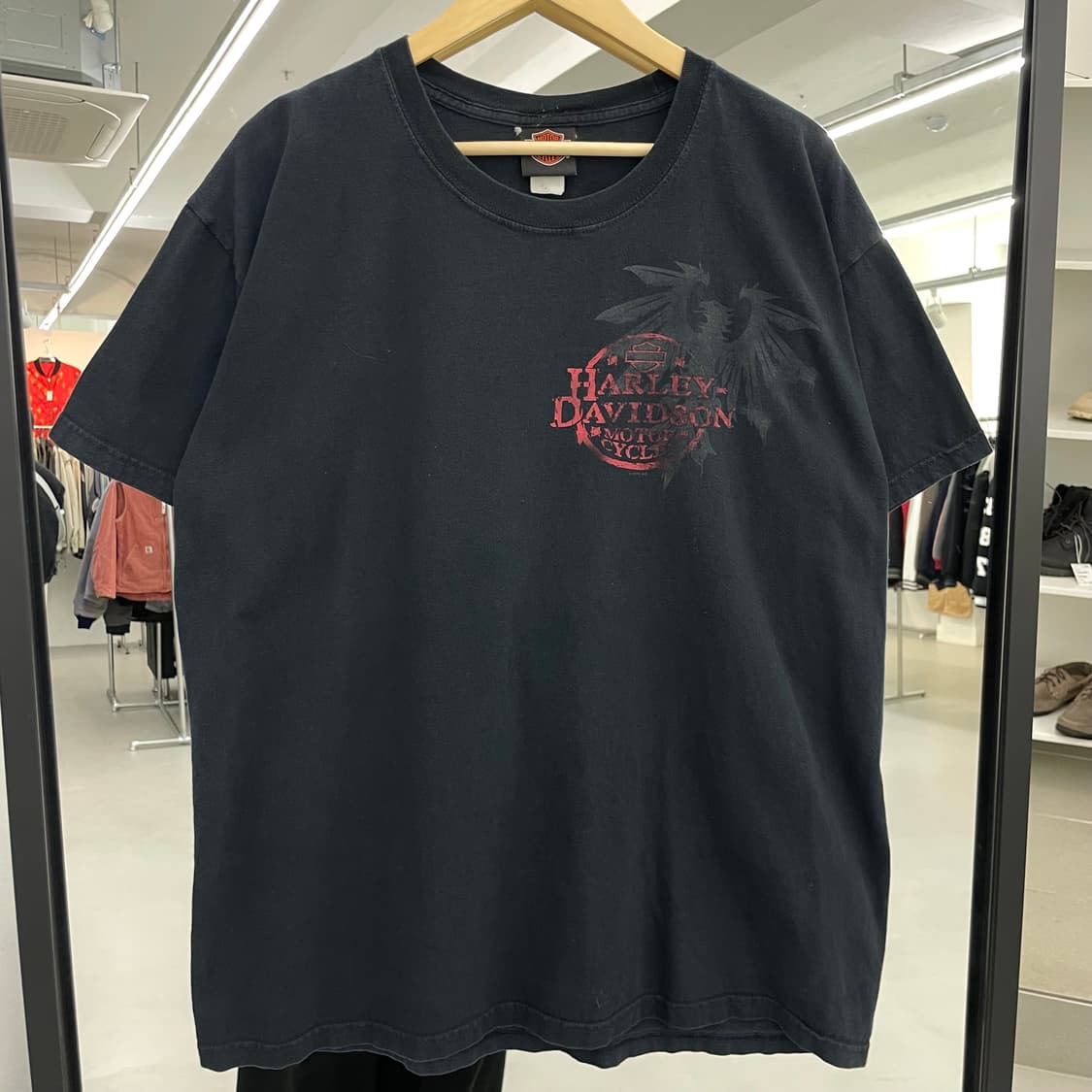 할리데이비슨 00s 이글 트럼프카드 빈티지 페이딩 반팔 티셔츠 상품이미지3