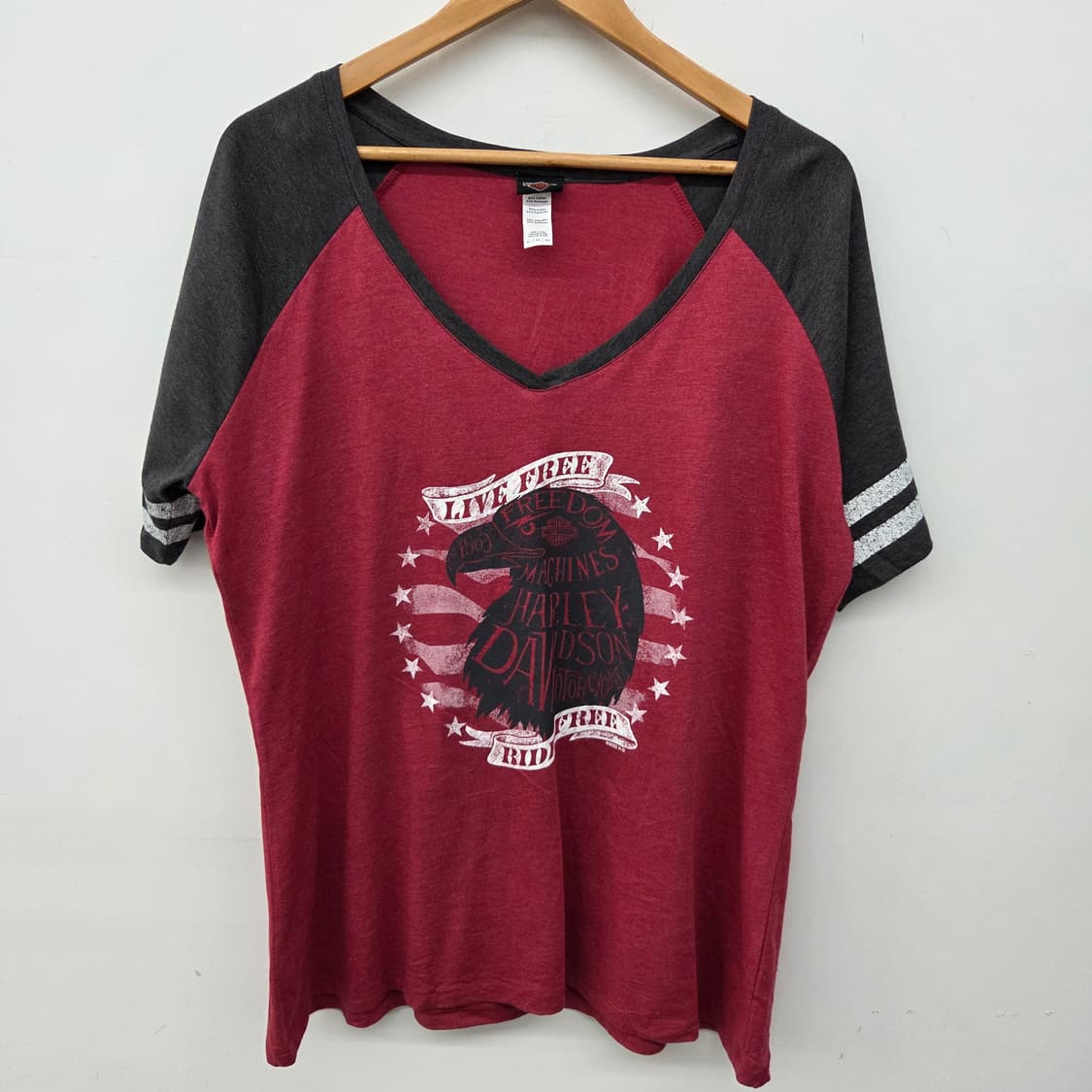 할리데이비슨 티셔츠 버건디 여성XL 상품이미지2