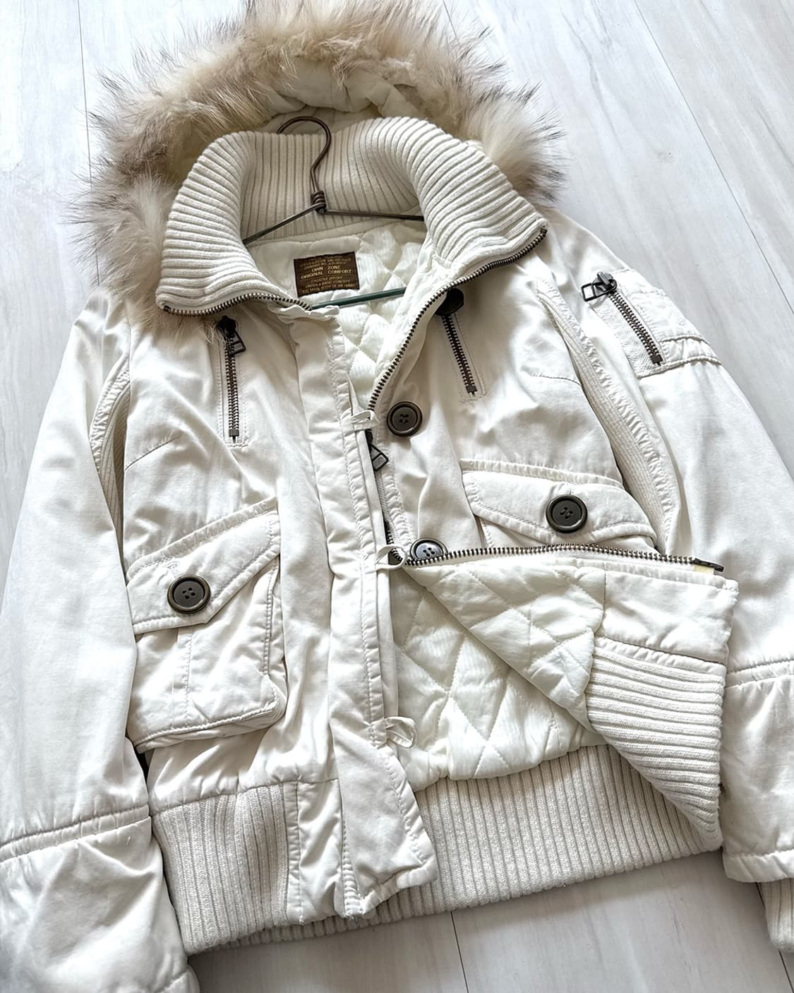 OZOC y2k ivory 2way zip-up crop jacket 상품이미지7