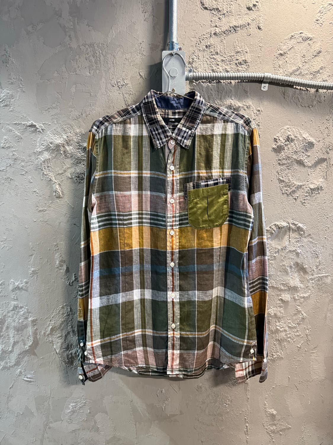 시스템 SYSTEM 패치워크 린넨 체크 셔츠 멀티컬러 100 상품이미지1