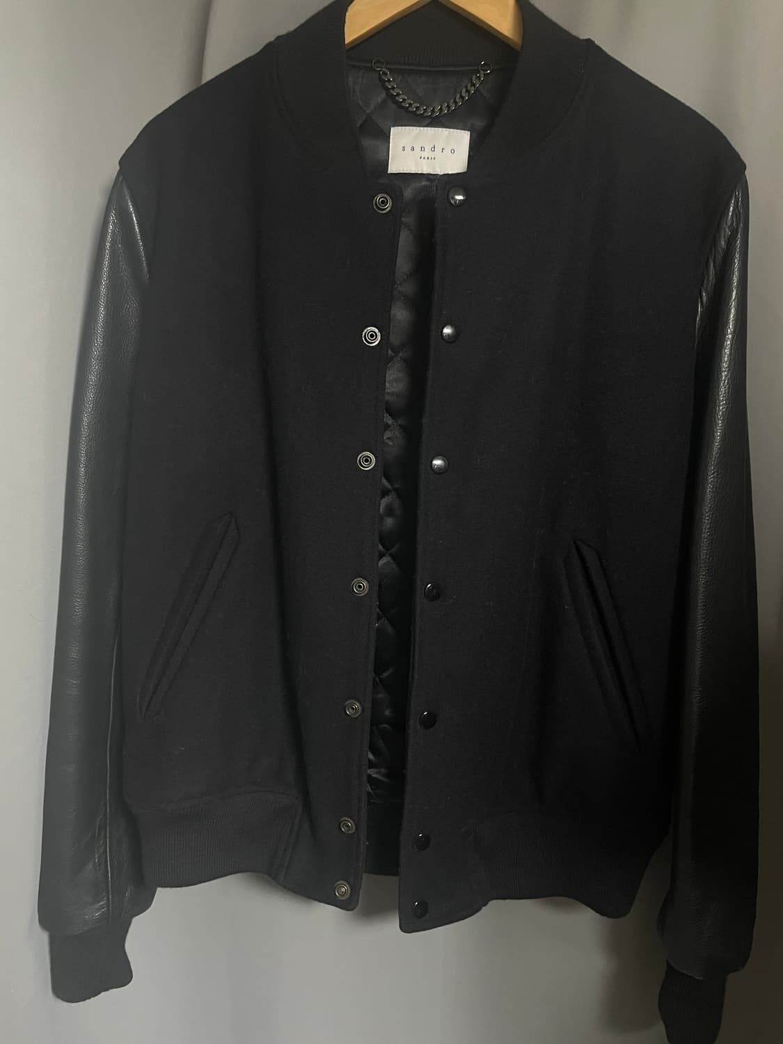 (M) 산드로 옴므 바시티 테디 자켓 블랙 상품이미지1