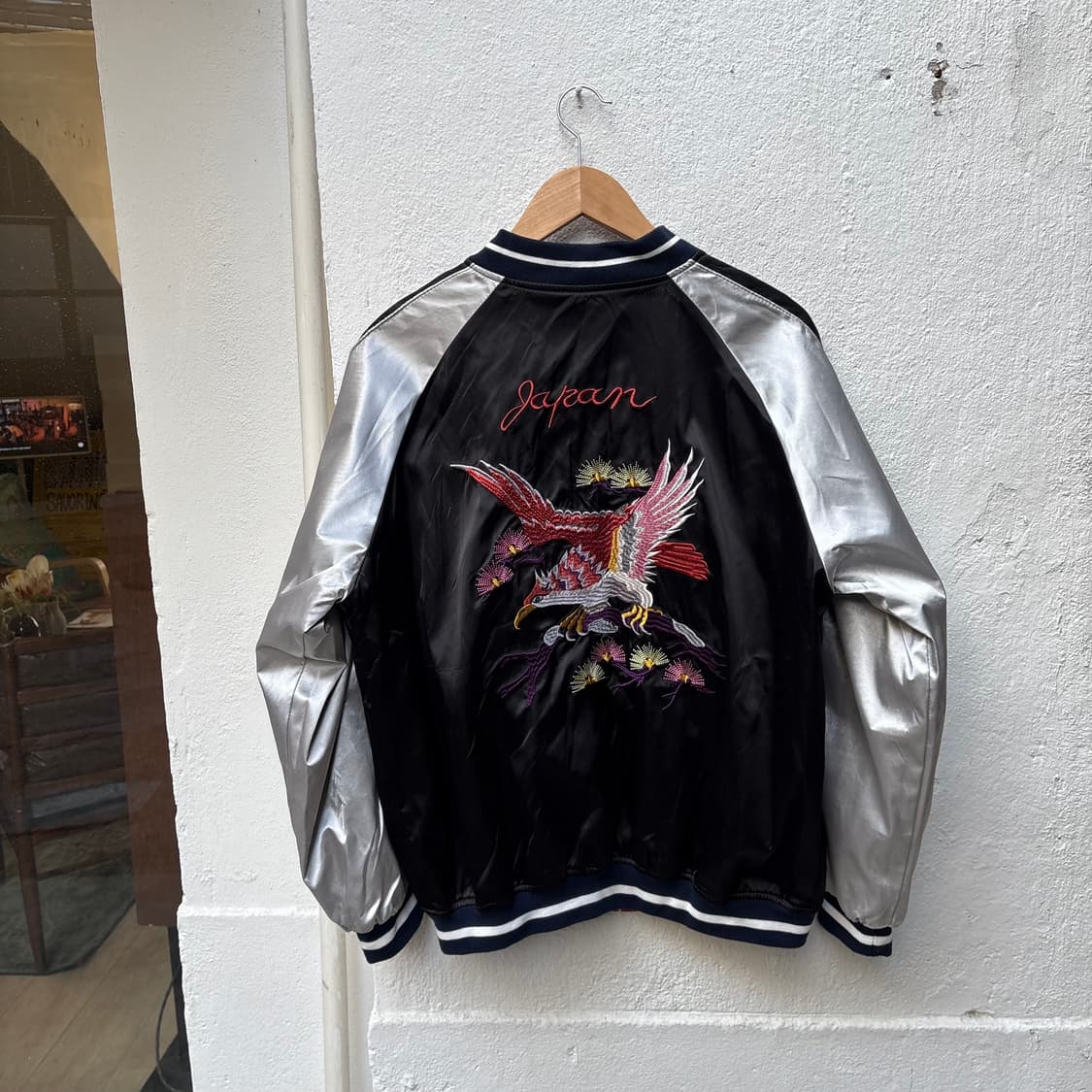 일본 빈티지 리버시블 레드/블랙 자수 스카쟌 상품이미지9