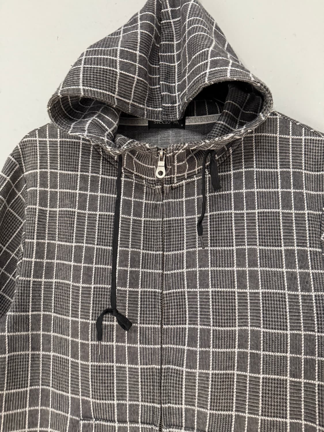 check pattern high-neck hood zip-up 상품이미지4