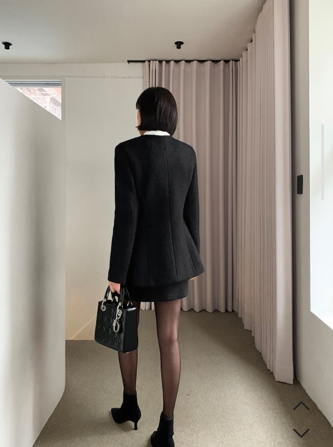 VERDI 블랙 부클 트위드 진주 버튼 자켓 44~날씬55  상품이미지10