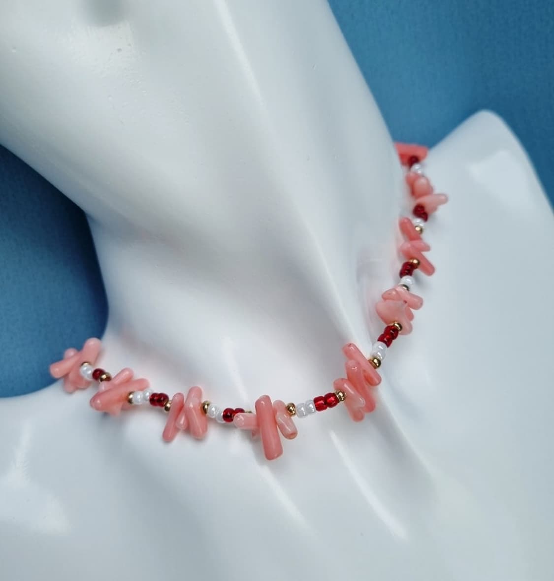 세컨핸드) 산호 비즈 목걸이 상품이미지3