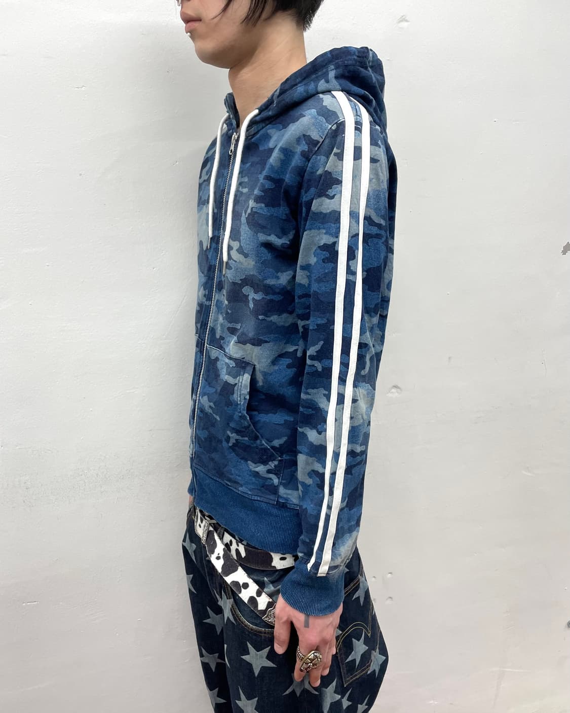Blue Camo Stripe Hooded Zip-Up  상품이미지3