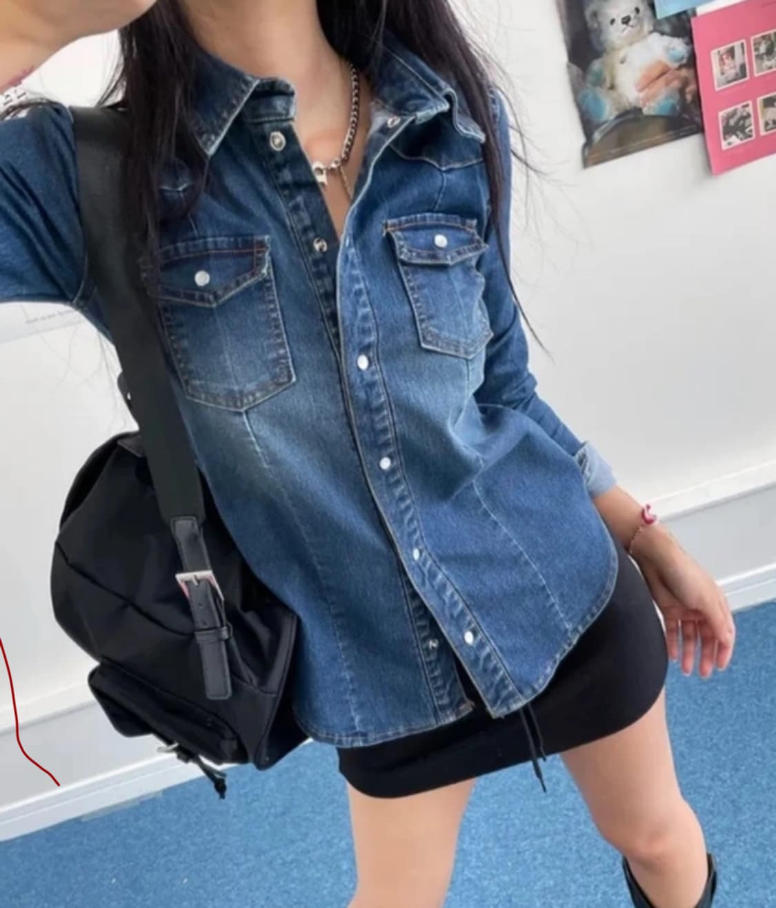 슬림핏 데님 셔츠 상품이미지1